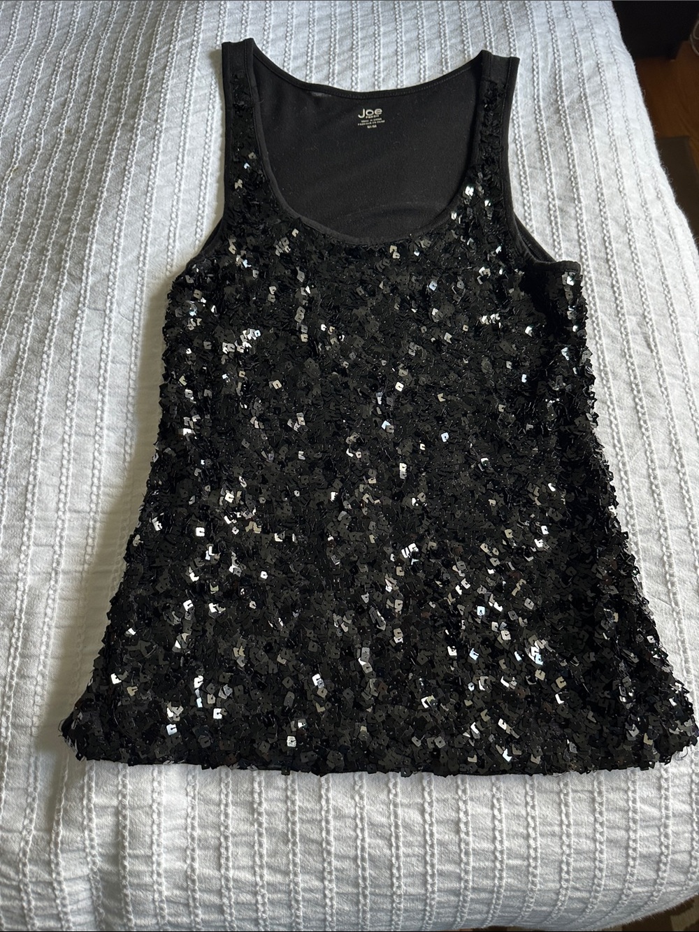 Joe Fresh Black Sequin Scoop Tank